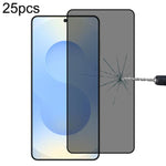 Pellicola in vetro temperato anti-peeping a copertura totale da 25 pezzi, supporta lo sblocco delle impronte digitali, For Samsung Galaxy S26+ 5G, For Samsung Galaxy S26 Edge 5G, For Samsung Galaxy S26 Ultra 5G, For Samsung Galaxy S26 5G               ...