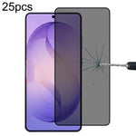 Pellicola in vetro temperato anti-peeping a copertura totale da 25 pezzi, supporta lo sblocco delle impronte digitali, For Samsung Galaxy S26+ 5G, For Samsung Galaxy S26 Edge 5G, For Samsung Galaxy S26 Ultra 5G, For Samsung Galaxy S26 5G               ...