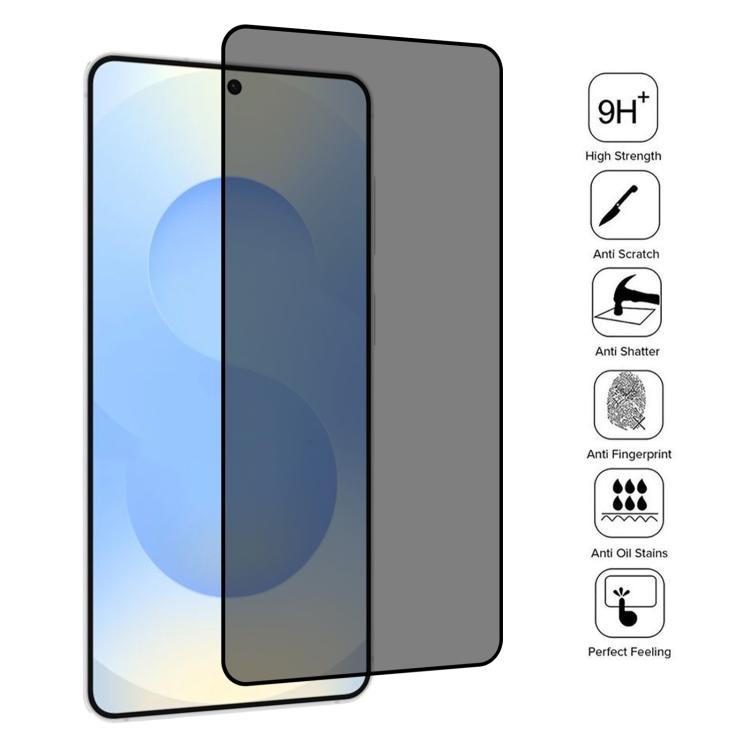 Pellicola in vetro temperato anti-peeping a copertura totale da 25 pezzi, supporta lo sblocco delle impronte digitali, For Samsung Galaxy S26+ 5G, For Samsung Galaxy S26 Edge 5G, For Samsung Galaxy S26 Ultra 5G, For Samsung Galaxy S26 5G               ...