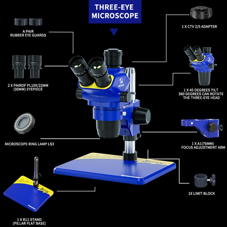 Microscopio stereo trinoculare video HD con rotazione Super X meccanica 360, Mechanic Super X