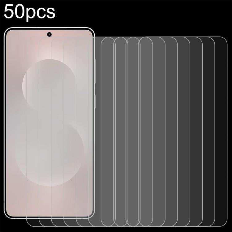 Pellicola in vetro temperato da 50 pezzi 0,18 mm 9H 2.5D, supporto per lo sblocco delle impronte digitali, For Samsung Galaxy S26+ 5G, For Samsung Galaxy S26 Edge 5G, For Samsung Galaxy S26 Ultra 5G, For Samsung Galaxy S26 5G                           ...