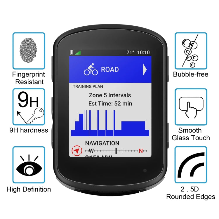 Proteggi schermo in pellicola di vetro temperato 2.5D 9H da 0,26 mm, For Garmin Edge 540 / 840