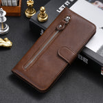 Custodia portafoglio in pelle con cerniera per Xiaomi Redmi Note