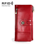 3513 Portafoglio da donna in pelle retrò multifunzione antimagnetico RFID Borsa di grande capacità con portacarte