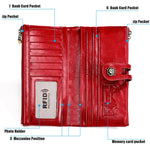3513 Portafoglio da donna in pelle retrò multifunzione antimagnetico RFID Borsa di grande capacità con portacarte