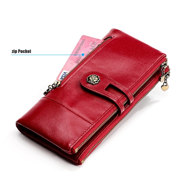 3513 Portafoglio da donna in pelle retrò multifunzione antimagnetico RFID Borsa di grande capacità con portacarte