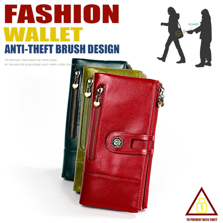 3513 Portafoglio da donna in pelle retrò multifunzione antimagnetico RFID Borsa di grande capacità con portacarte