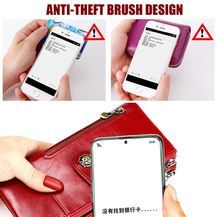 3513 Portafoglio da donna in pelle retrò multifunzione antimagnetico RFID Borsa di grande capacità con portacarte