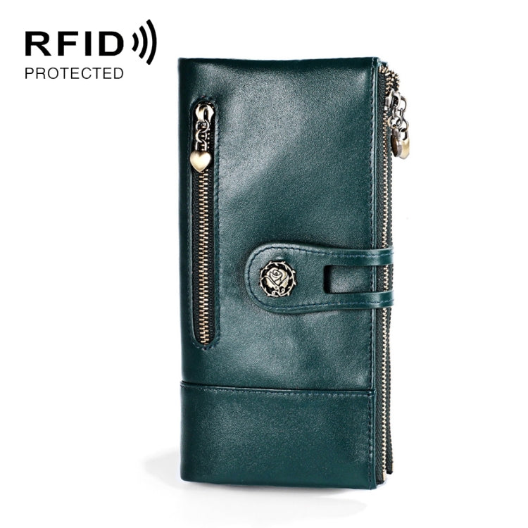 3513 Portafoglio da donna in pelle retrò multifunzione antimagnetico RFID Borsa di grande capacità con portacarte