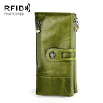 3513 Portafoglio da donna in pelle retrò multifunzione antimagnetico RFID Borsa di grande capacità con portacarte