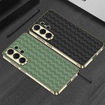 Custodia protettiva per telefono in PU galvanica con trama intrecciata GKK, For Samsung Galaxy S26 Ultra 5G, For Samsung Galaxy S24+ 5G