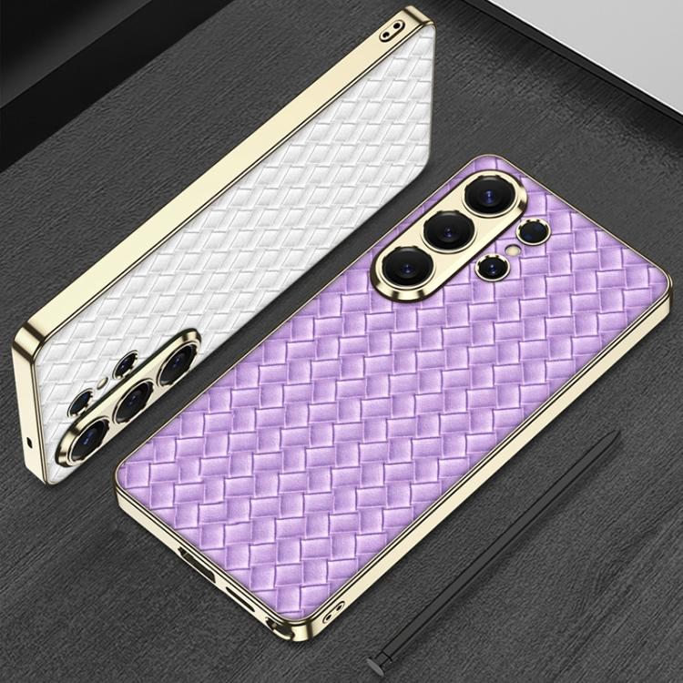 Custodia protettiva per telefono in PU galvanica con trama intrecciata GKK, For Samsung Galaxy S26 Ultra 5G, For Samsung Galaxy S24+ 5G