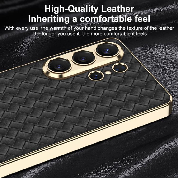 Custodia protettiva per telefono in PU galvanica con trama intrecciata GKK, For Samsung Galaxy S26 Ultra 5G, For Samsung Galaxy S24+ 5G