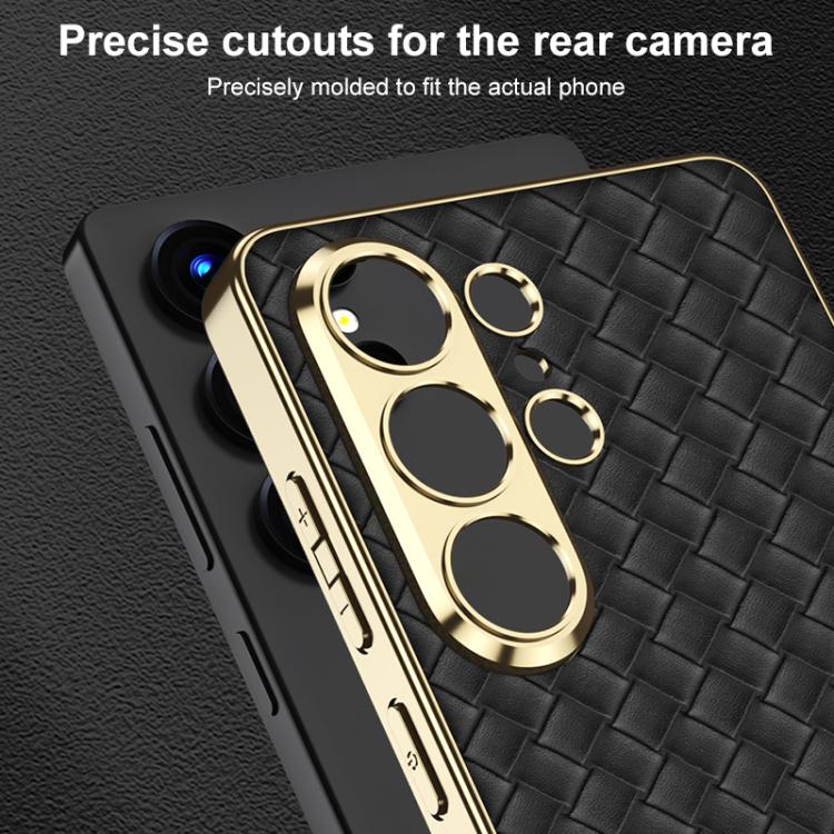 Custodia protettiva per telefono in PU galvanica con trama intrecciata GKK, For Samsung Galaxy S26 Ultra 5G, For Samsung Galaxy S24+ 5G