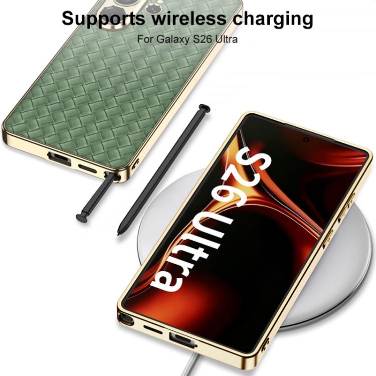 Custodia protettiva per telefono in PU galvanica con trama intrecciata GKK, For Samsung Galaxy S26 Ultra 5G, For Samsung Galaxy S24+ 5G