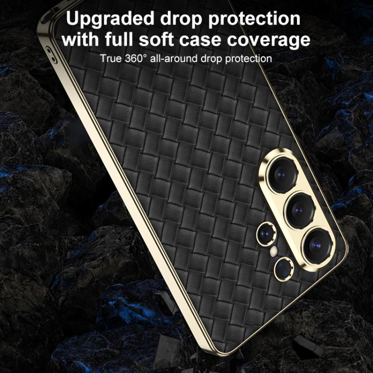 Custodia protettiva per telefono in PU galvanica con trama intrecciata GKK, For Samsung Galaxy S26 Ultra 5G, For Samsung Galaxy S24+ 5G
