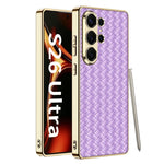 Custodia protettiva per telefono in PU galvanica con trama intrecciata GKK, For Samsung Galaxy S26 Ultra 5G, For Samsung Galaxy S24+ 5G