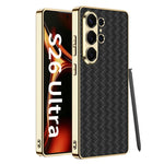 Custodia protettiva per telefono in PU galvanica con trama intrecciata GKK, For Samsung Galaxy S26 Ultra 5G, For Samsung Galaxy S24+ 5G