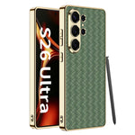 Custodia protettiva per telefono in PU galvanica con trama intrecciata GKK, For Samsung Galaxy S26 Ultra 5G, For Samsung Galaxy S24+ 5G