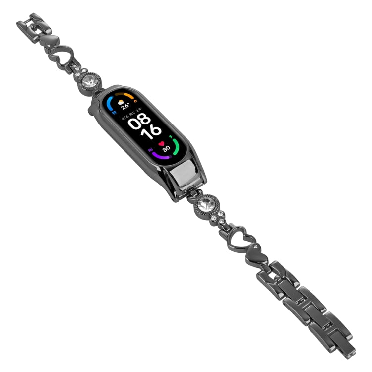 Cinturino per orologio in metallo con diamanti cuore a cuore, For Xiaomi Mi Band 8, For Xiaomi Mi Band 7, For Xiaomi Mi Band 6 / 5