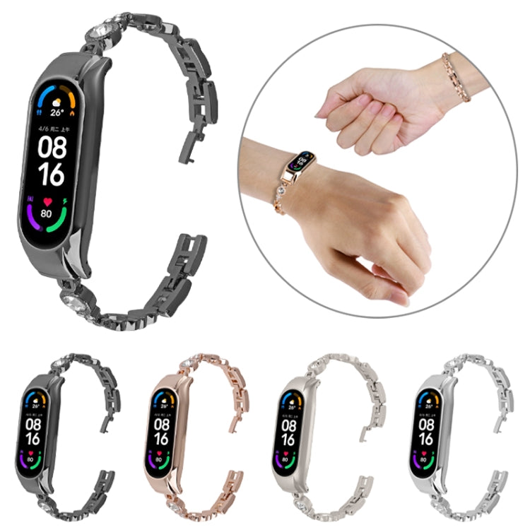 Cinturino per orologio in metallo con diamanti cuore a cuore, For Xiaomi Mi Band 8, For Xiaomi Mi Band 7, For Xiaomi Mi Band 6 / 5