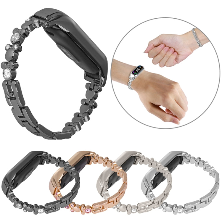 Cinturino per orologio in metallo con diamanti con orsetto carino, For Xiaomi Mi Band 8, For Xiaomi Mi Band 7, For Xiaomi Mi Band 6 / 5