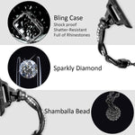 Bracciale intrecciato con cinturino in metallo con diamanti, For Apple Watch SE 2022 40mm, For Apple Watch SE 2022 44mm, For Apple Watch Series 7 41mm, For Apple Watch Series 7 45mm