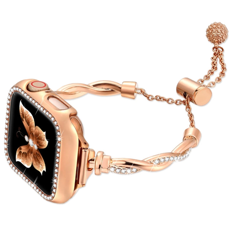Bracciale intrecciato con cinturino in metallo con diamanti, For Apple Watch SE 2022 40mm, For Apple Watch SE 2022 44mm, For Apple Watch Series 7 41mm, For Apple Watch Series 7 45mm
