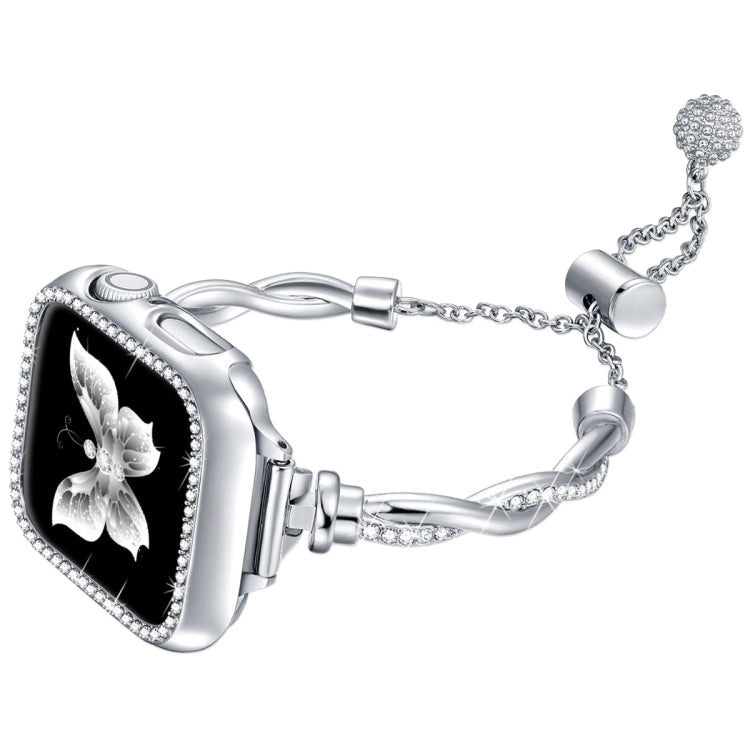 Bracciale intrecciato con cinturino in metallo con diamanti, For Apple Watch SE 40mm, For Apple Watch SE 44mm, For Apple Watch 6 40mm, For Apple Watch Series 6 44mm