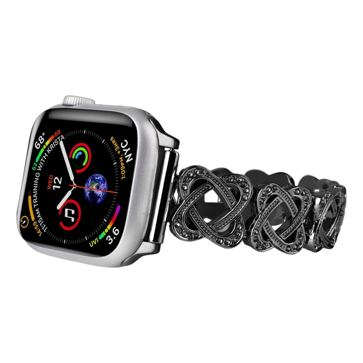 Cinturino per orologio in metallo con diamanti incrociati con cuori, For Apple Watch SE 2023 44mm, For Apple Watch SE 2023 40mm, For Apple Watch Ultra 2 49mm, For Apple Watch Series 9 45mm