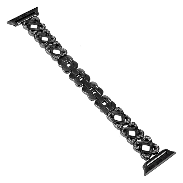 Cinturino per orologio in metallo con diamanti incrociati con cuori, For Apple Watch SE 40mm, For Apple Watch SE 44mm, For Apple Watch 6 40mm, For Apple Watch Series 6 44mm