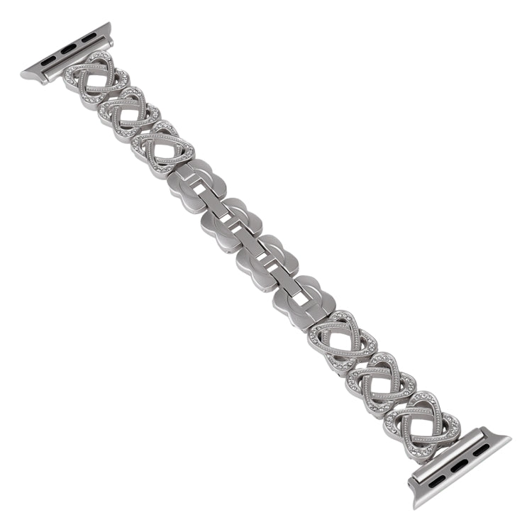 Cinturino per orologio in metallo con diamanti incrociati con cuori, For Apple Watch SE 40mm, For Apple Watch SE 44mm, For Apple Watch 6 40mm, For Apple Watch Series 6 44mm