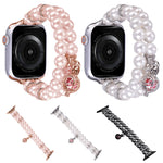 Cinturino per orologio con braccialetto di perle a doppia fila di perline, For Apple Watch SE 2023 44mm, For Apple Watch SE 2023 40mm, For Apple Watch Ultra 2 49mm, For Apple Watch Series 9 45mm, For Apple Watch Series 9 41mm, For Apple Watch Ultra 49m...