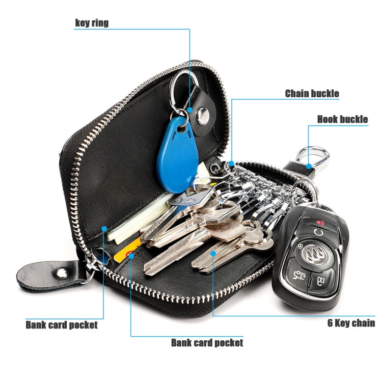 9108 Borsa porta chiavi in pelle con cerniera di grande capacità Portafoglio multifunzione