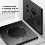 Pannello interruttori vetro temperato LED 86 mm nero