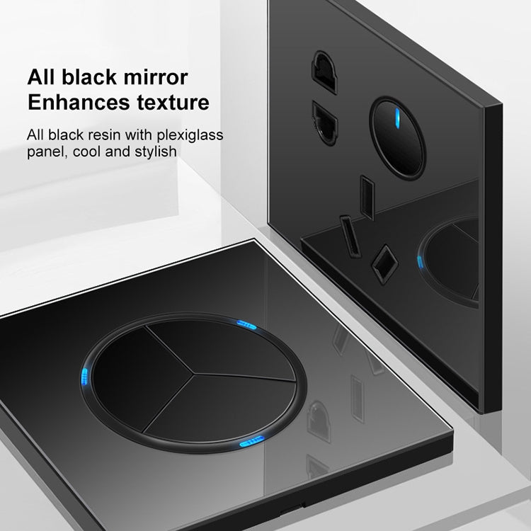Pannello interruttori vetro temperato LED 86 mm nero