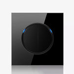 Pannello interruttori vetro temperato LED 86 mm nero
