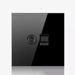 Pannello interruttori vetro temperato LED 86 mm nero