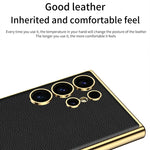 Custodia per telefono in TPU + pelle con placcatura GKK a copertura totale, For Samsung Galaxy S24 Ultra 5G, For Samsung Galaxy S24+ 5G, For Samsung Galaxy S24 5G