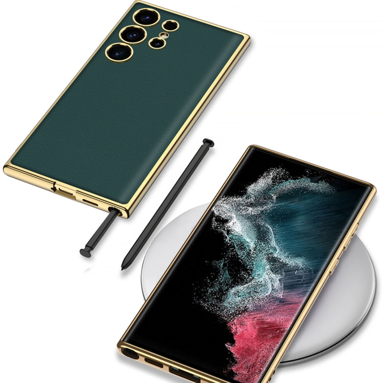 Custodia per telefono in TPU + pelle con placcatura GKK a copertura totale, For Samsung Galaxy S24 Ultra 5G, For Samsung Galaxy S24+ 5G, For Samsung Galaxy S24 5G