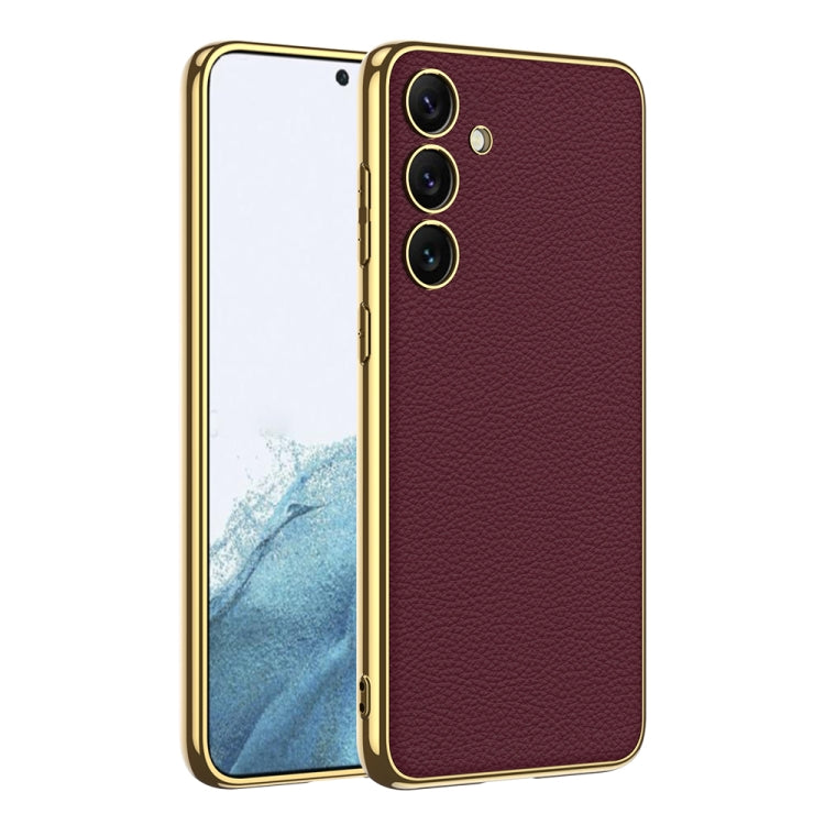 Custodia per telefono in TPU + pelle con placcatura GKK a copertura totale, For Samsung Galaxy S24 Ultra 5G, For Samsung Galaxy S24+ 5G, For Samsung Galaxy S24 5G