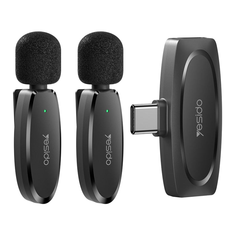 YESIDO KR13 Doppio microfono lavalier wireless a bassa latenza con ricevitore Type-C, KR13