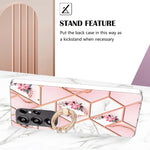 Custodia antiurto in TPU con motivo floreale in marmo con giunzione galvanica con supporto per anello con strass, For Samsung Galaxy S25 Ultra 5G, For Samsung Galaxy S24 Ultra 5G, For Samsung Galaxy S24+ 5G, For Samsung Galaxy S24 5G
