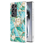 Custodia antiurto in TPU con motivo floreale in marmo con giunzione galvanica con supporto per anello con strass, For Samsung Galaxy S25 Ultra 5G, For Samsung Galaxy S24 Ultra 5G, For Samsung Galaxy S24+ 5G, For Samsung Galaxy S24 5G