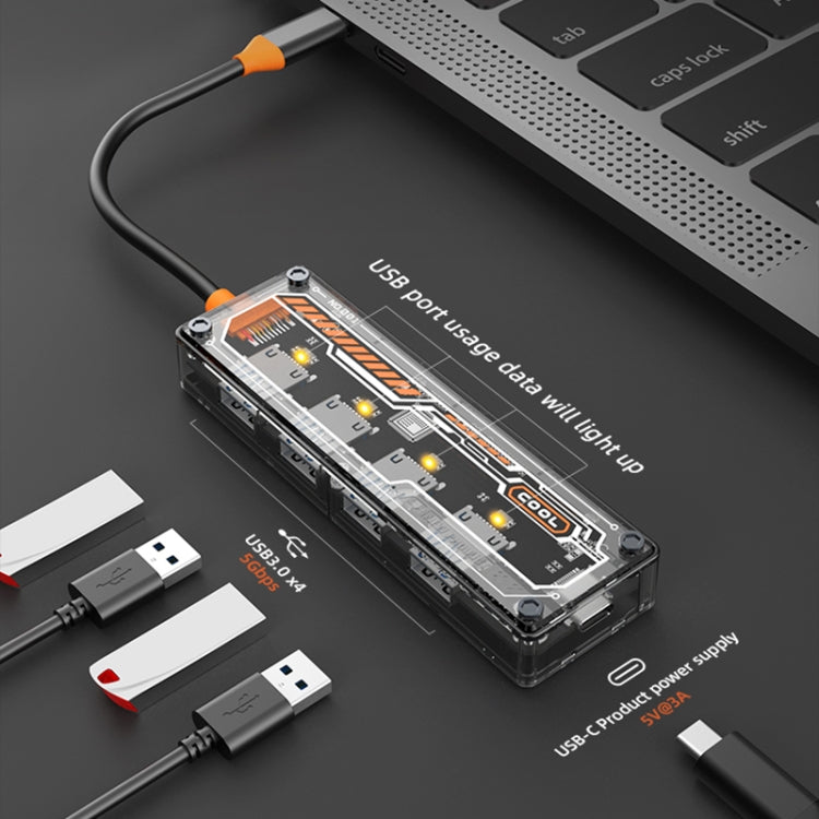 SW4U-A Docking station HUB da USB 5 in 1 a 1xType-C+4xUSB3.0, SW4U-A