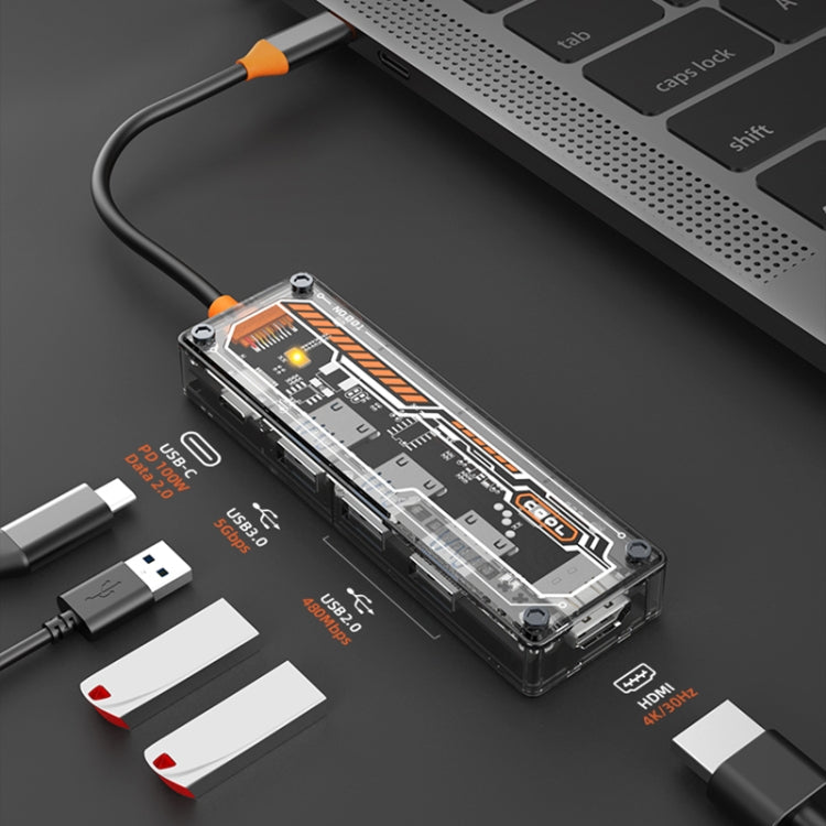 SW5H Docking station 5 in 1 da tipo C a PD+USB3.0+2xUSB2.0+HDMI HUB, SW5H