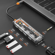 SW6V Docking station HUB 6 in 1 da tipo C a PD+USB 3.0+USB 2.0+HDMI+VGA+audio 3,5, SW6V