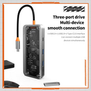 SW8V 8 in 1 da tipo C a 2xUSB-C+USB3.0+USB2.0+HDMI+RJ45+1xSD/TF Docking station HUB, SW8V