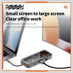 SW8V 8 in 1 da tipo C a 2xUSB-C+USB3.0+USB2.0+HDMI+RJ45+1xSD/TF Docking station HUB, SW8V