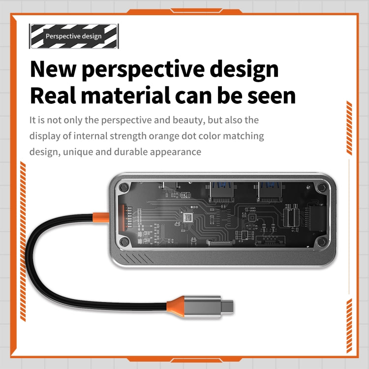 SW8V 8 in 1 da tipo C a 2xUSB-C+USB3.0+USB2.0+HDMI+RJ45+1xSD/TF Docking station HUB, SW8V